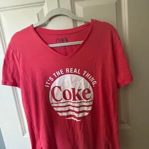 Coca cola red v neck t shirt cocacola